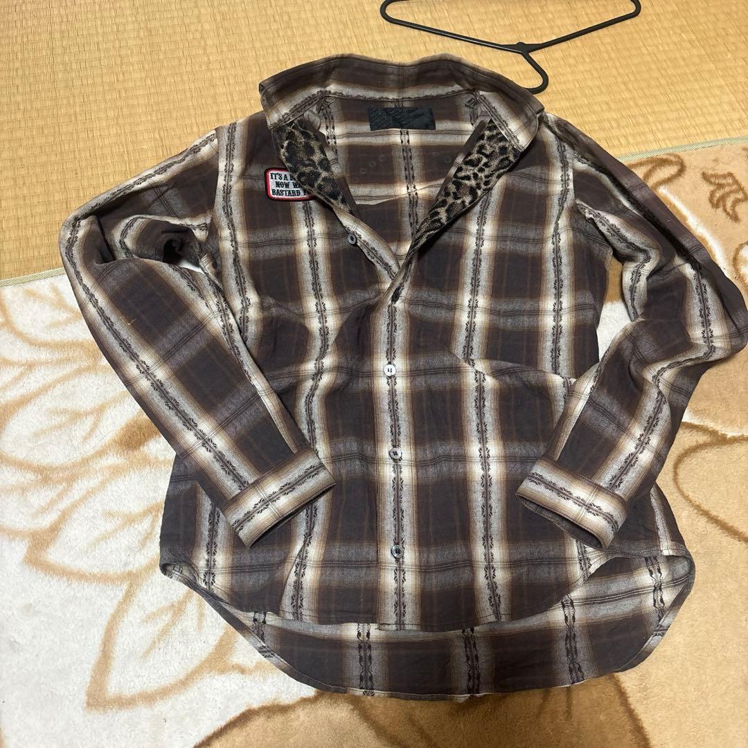 Y2K Roen ロエン スカル スタッズ チェック レオパード シャツ