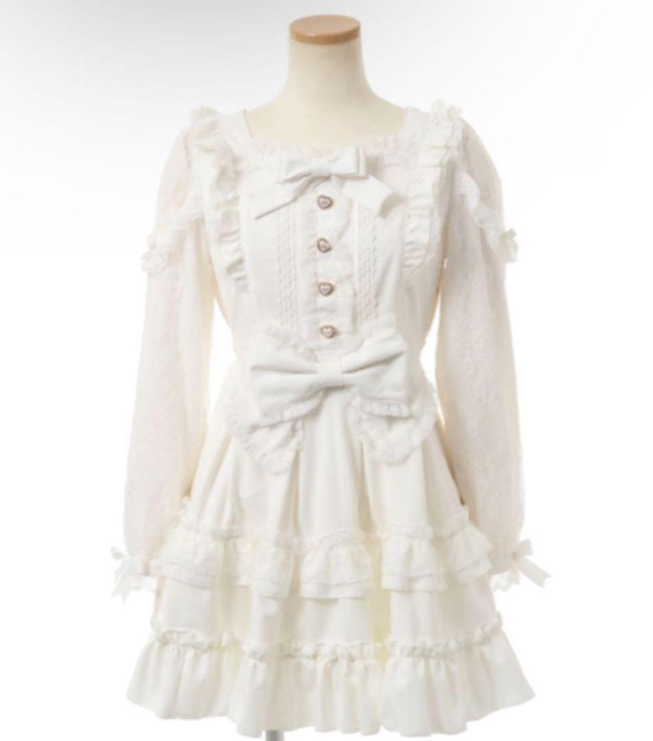 LIZLISA ティアラリボンティアードワンピース ホワイト