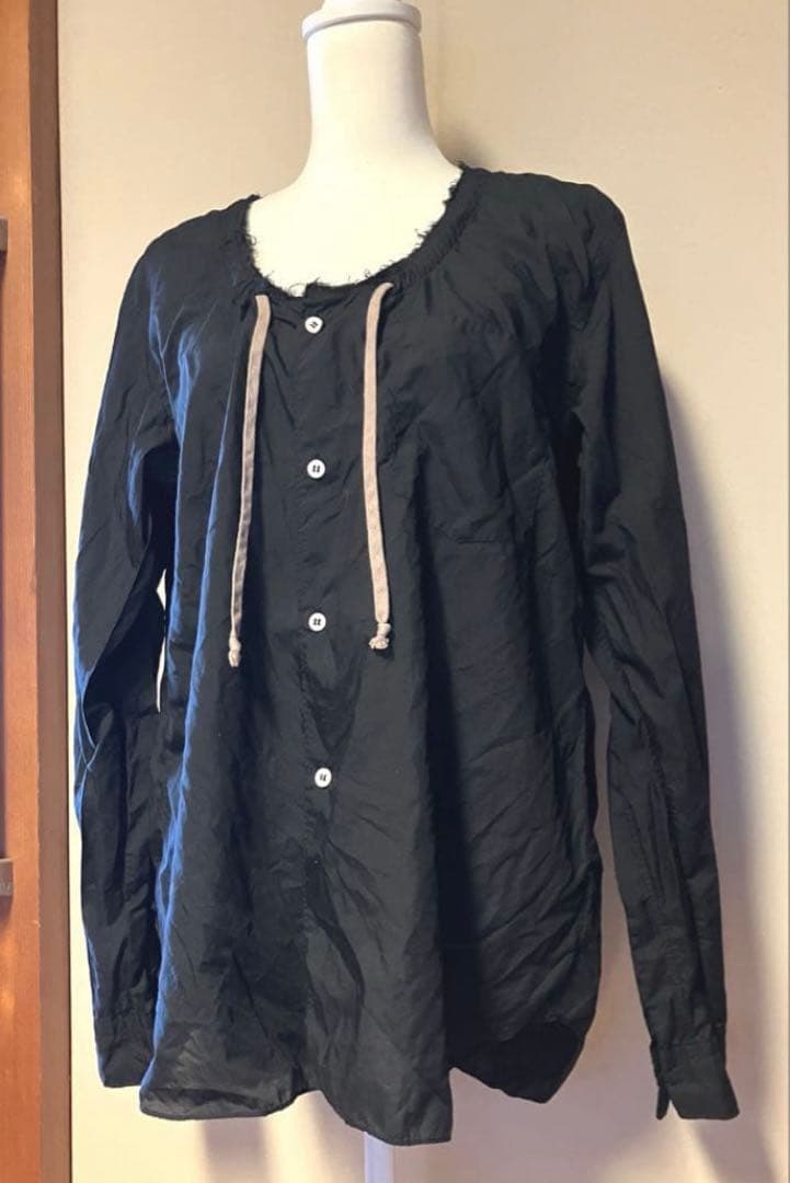 コムデギャルソンオムプリュス エステル製品染めデザインブラウス BLACK M