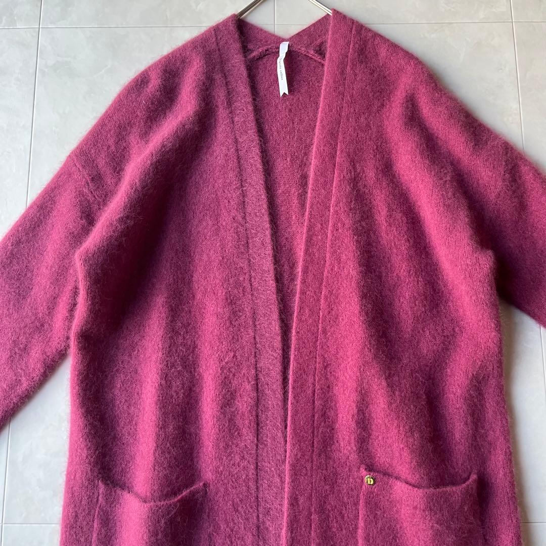 Dignite collier シャギーニット ロングカーディガン マゼンタF