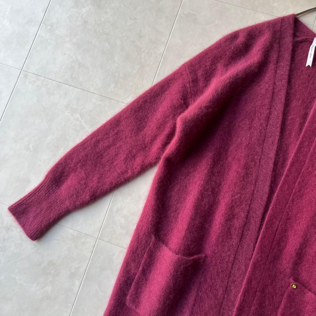 Dignite collier シャギーニット ロングカーディガン マゼンタF