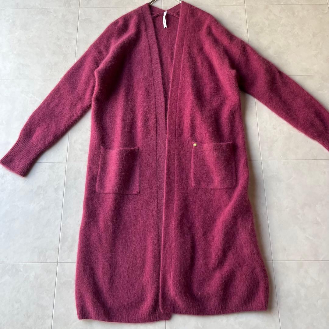 Dignite collier シャギーニット ロングカーディガン マゼンタF