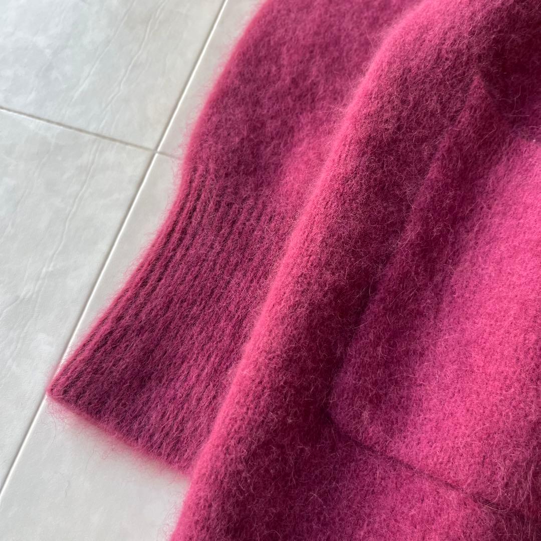 Dignite collier シャギーニット ロングカーディガン マゼンタF