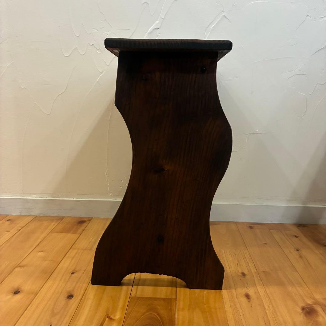 昭和レトロ　ヴィンテージ　木製スツール　花台　踏み台　古道具