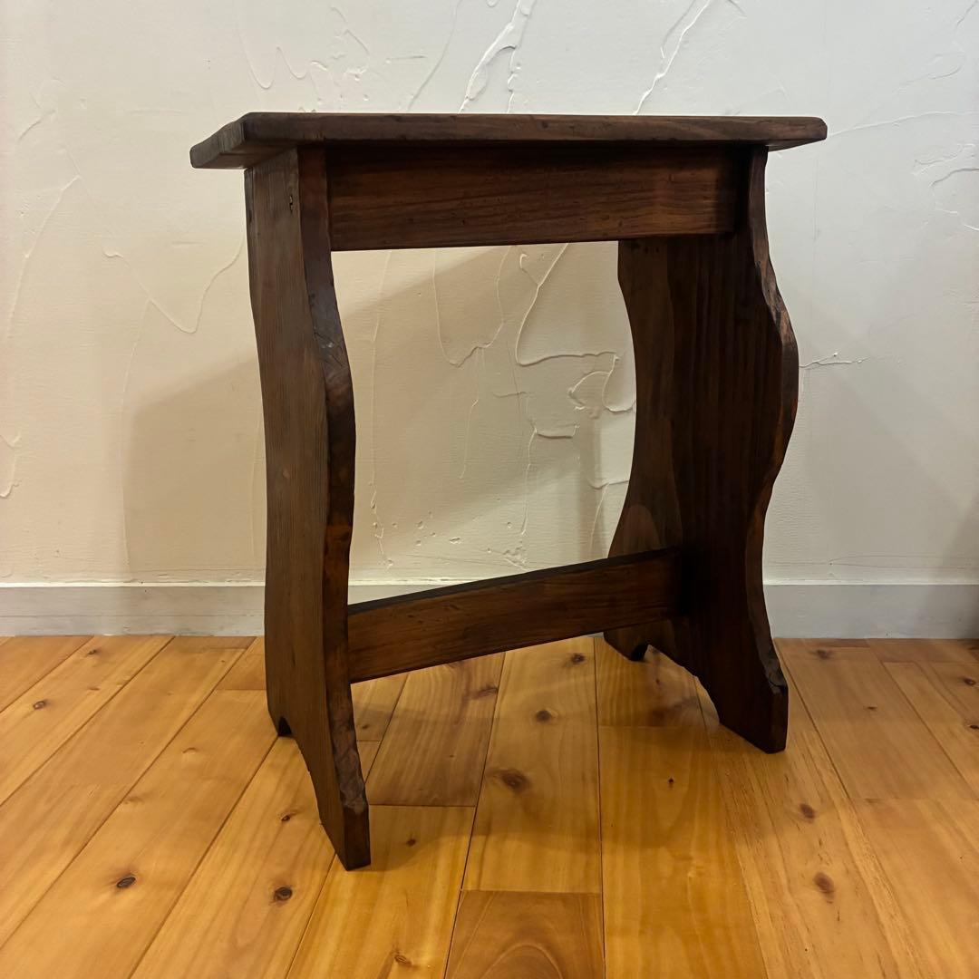 昭和レトロ　ヴィンテージ　木製スツール　花台　踏み台　古道具