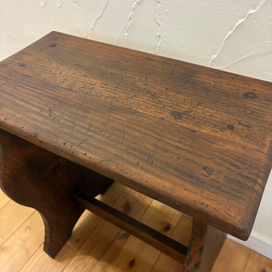 昭和レトロ　ヴィンテージ　木製スツール　花台　踏み台　古道具