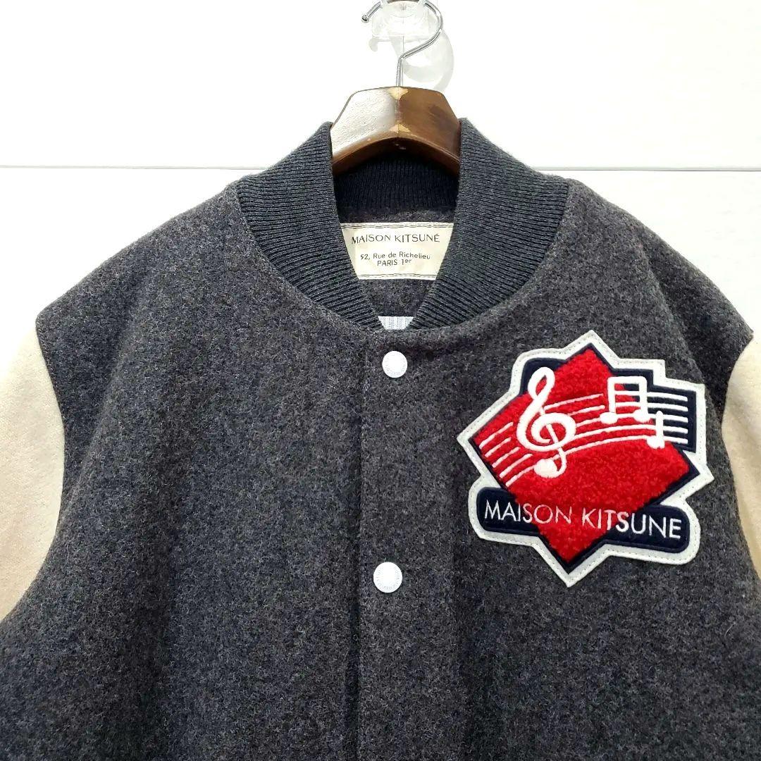 【6.2万、L】メゾンキツネ ウールブルゾン 切り替え ワッペン スタジャン