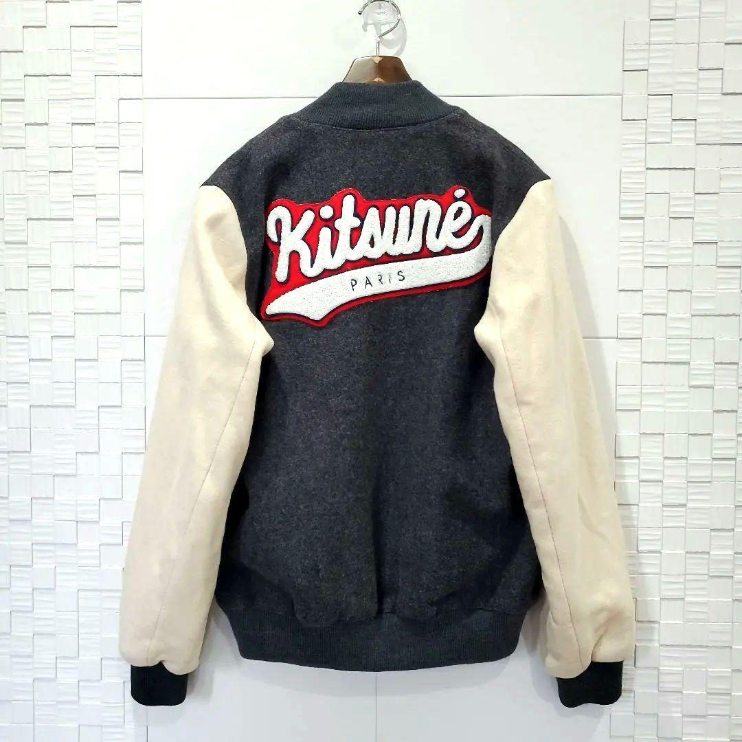 【6.2万、L】メゾンキツネ ウールブルゾン 切り替え ワッペン スタジャン