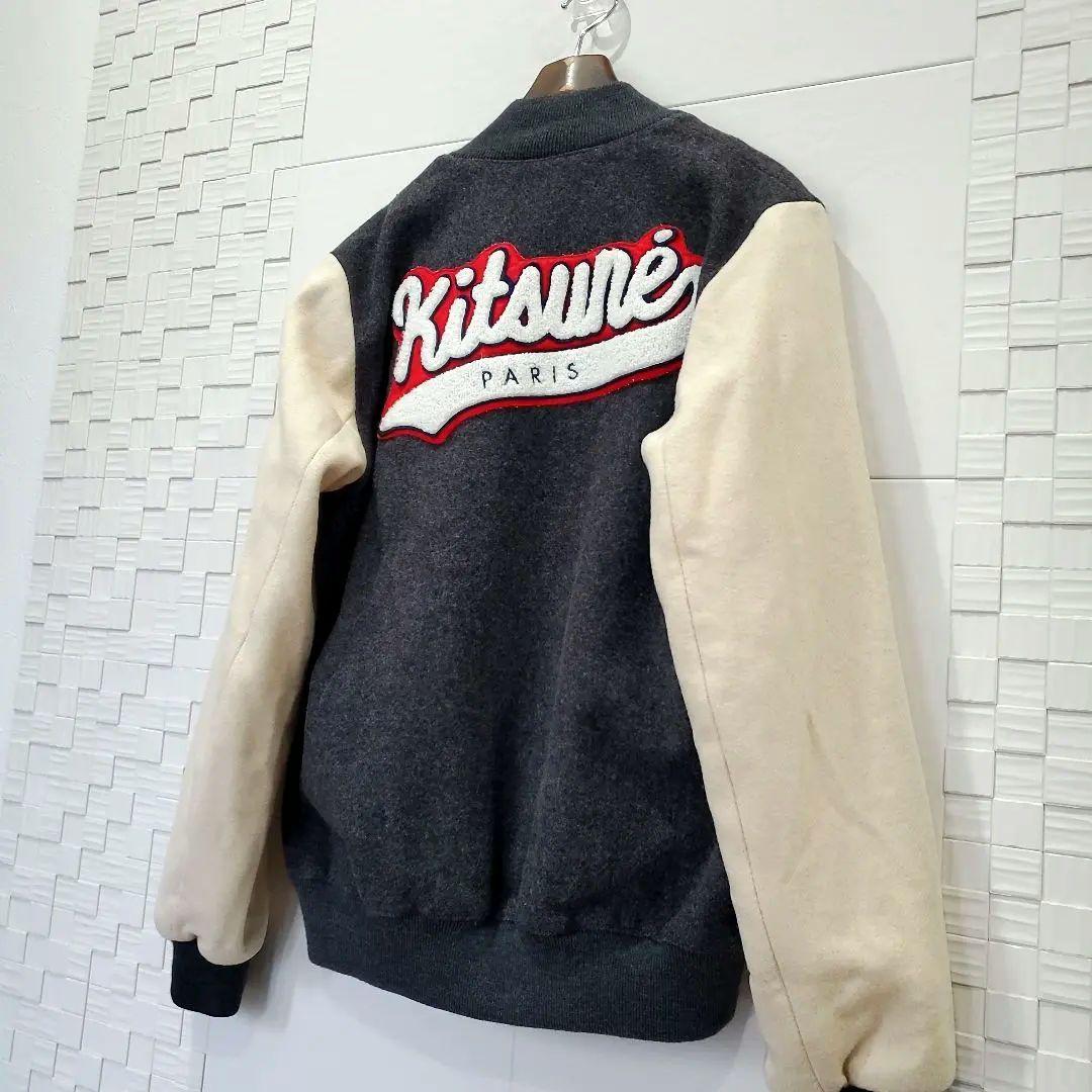 【6.2万、L】メゾンキツネ ウールブルゾン 切り替え ワッペン スタジャン