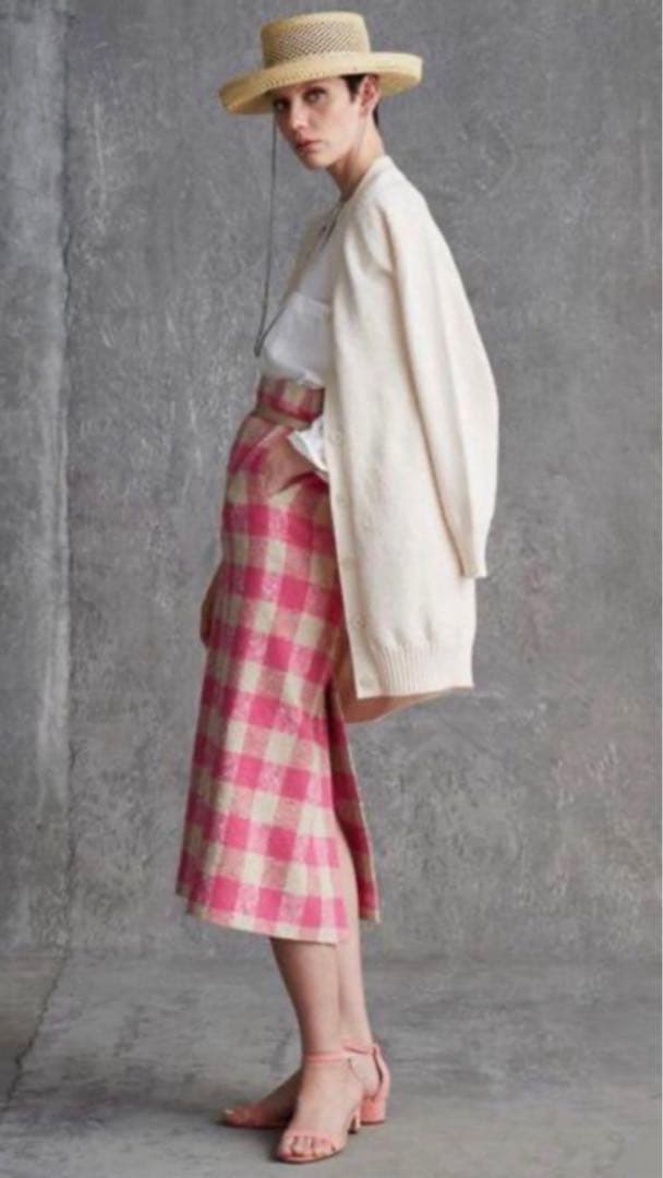 【新品✨人気完売】ドゥロワー ブロックチェック シルクネップツイードスカート36