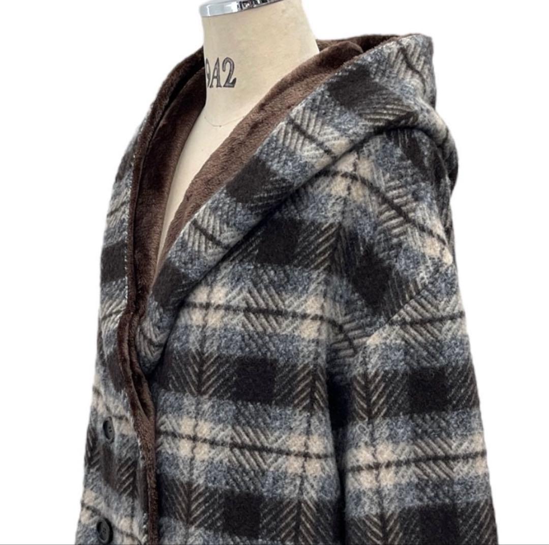 30580円新品ayane(アヤン）フードチェック柄コート