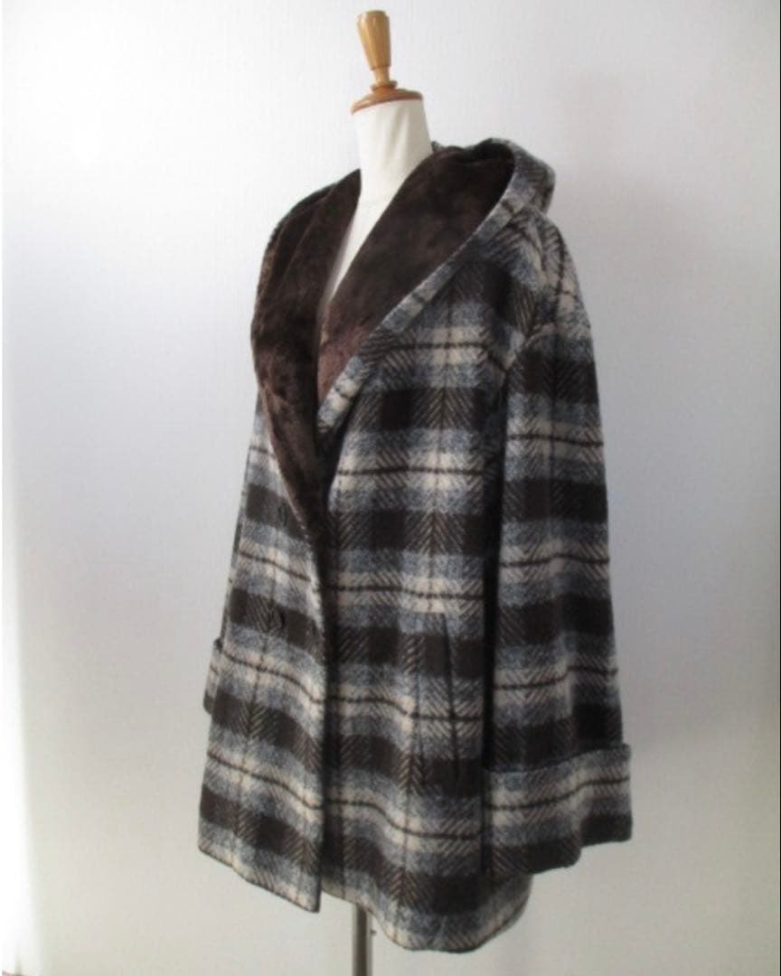30580円新品ayane(アヤン）フードチェック柄コート