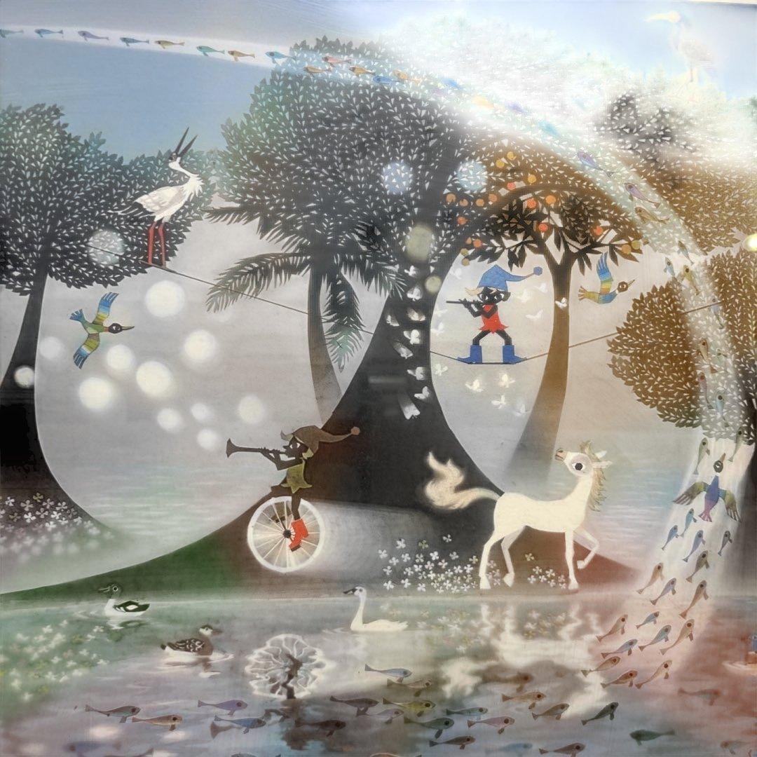 Saji Fujishiro 『生きるよろこび』藤城清治　複製画　額装（白）