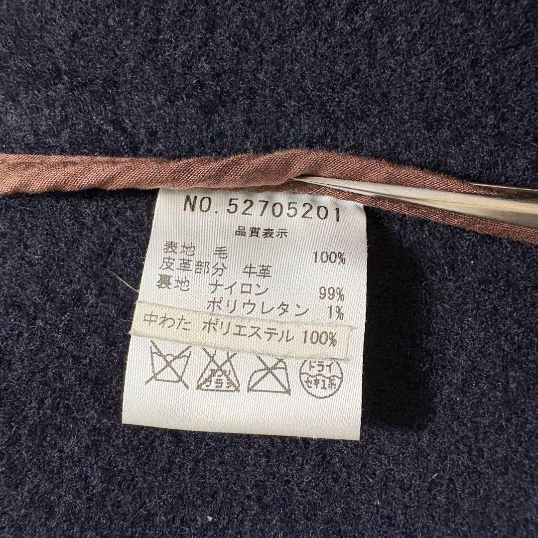 OLD ENGLAND ダッフルコート　ヘリンボーン ライナー付 牛革 ネイビー