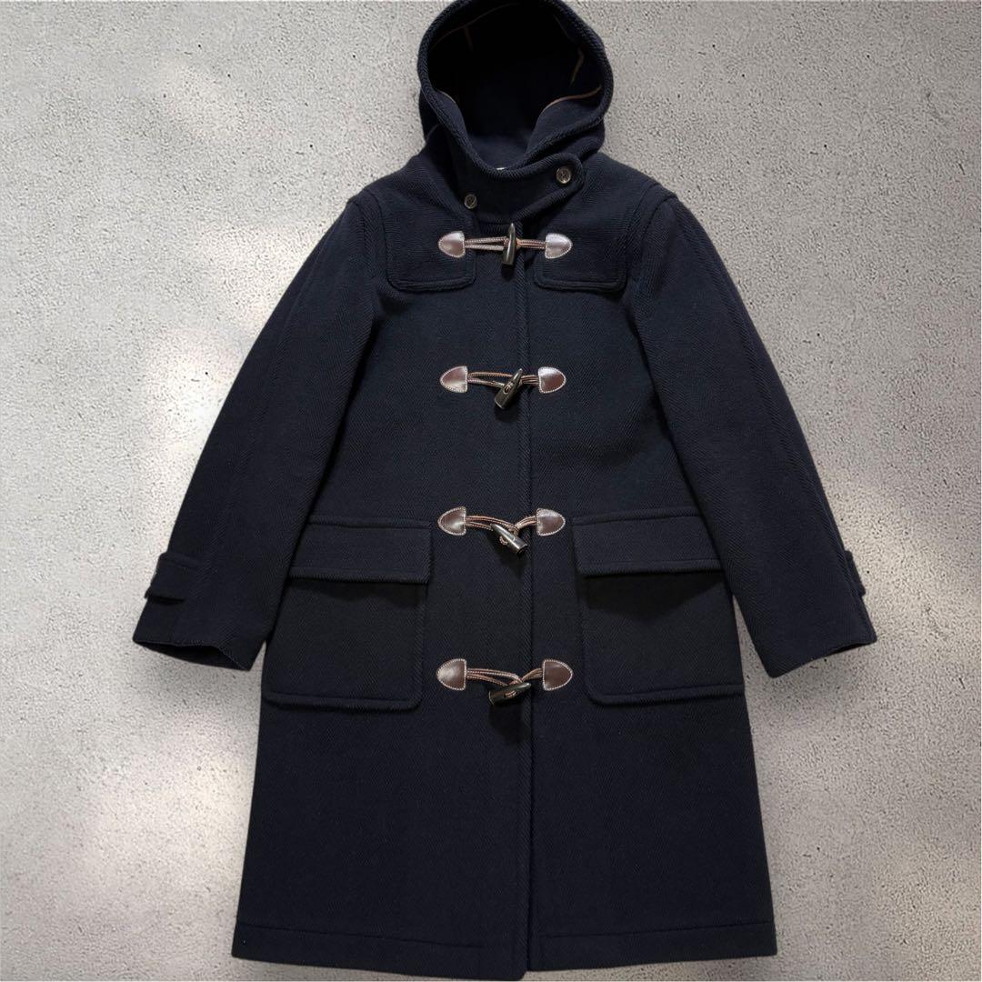 OLD ENGLAND ダッフルコート　ヘリンボーン ライナー付 牛革 ネイビー