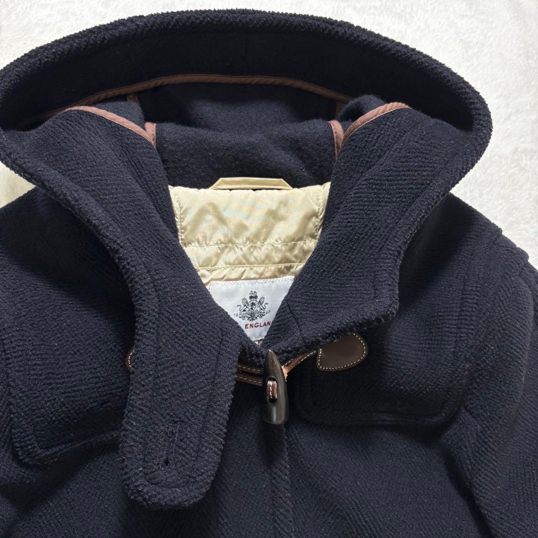 OLD ENGLAND ダッフルコート　ヘリンボーン ライナー付 牛革 ネイビー
