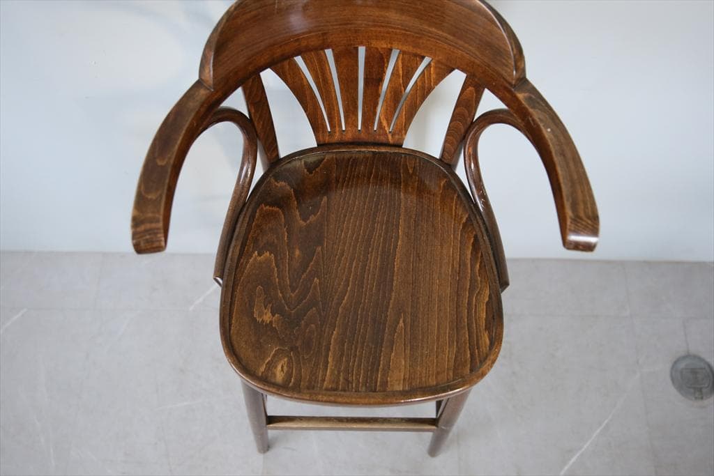 フランスアンティーク木製ベントウッドハイチェア/カウンターイス椅子(91-221