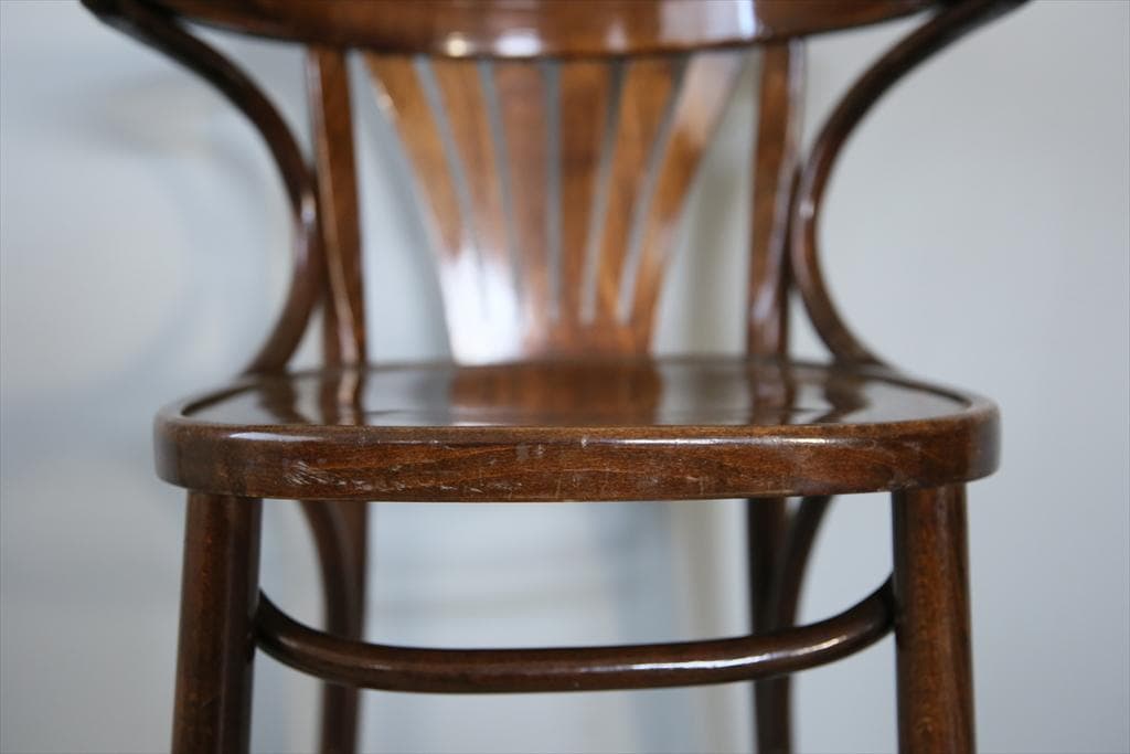 フランスアンティーク木製ベントウッドハイチェア/カウンターイス椅子(91-221
