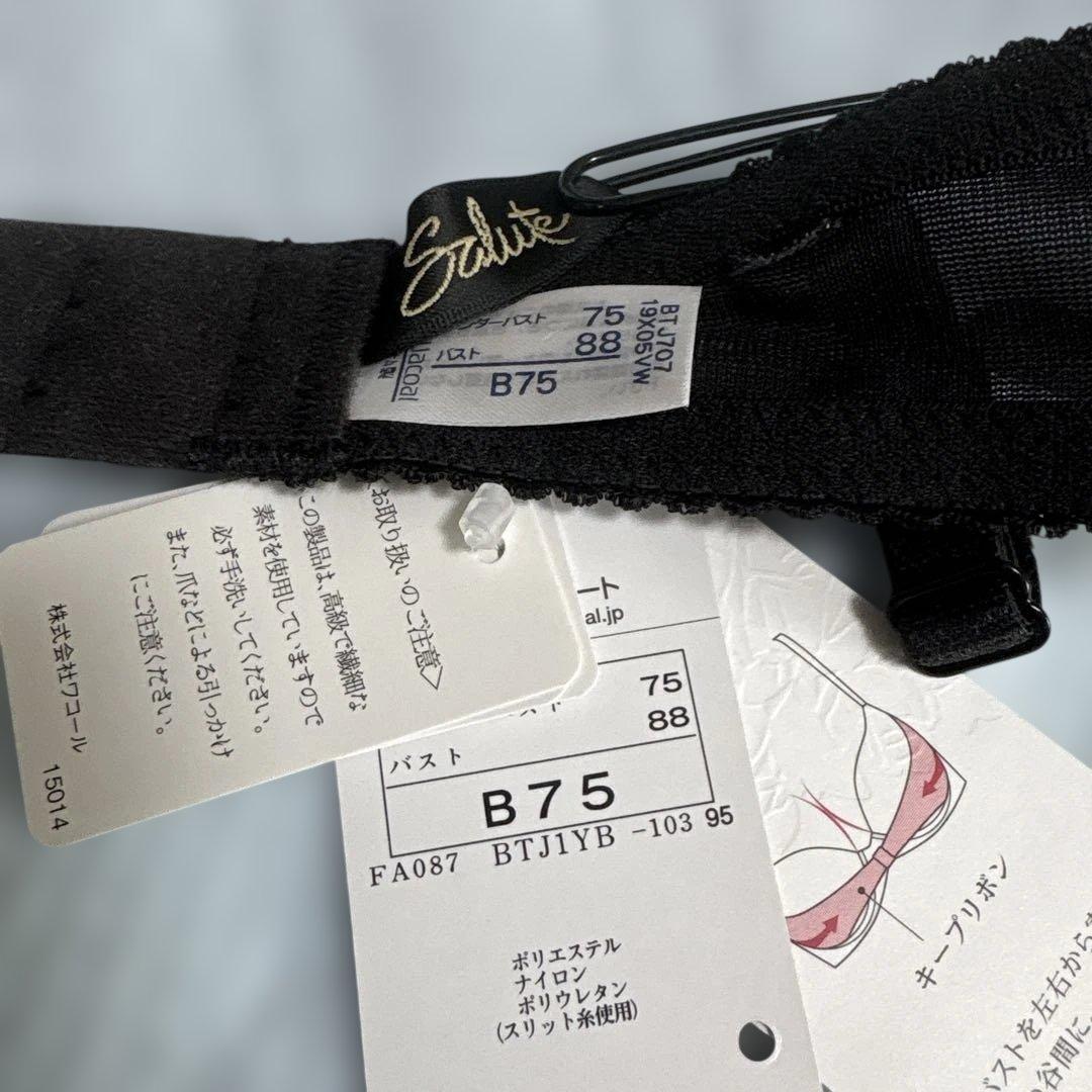 ワコール　Salute ブラック系 B75 ブラジャー&ソング　Tバック　セット