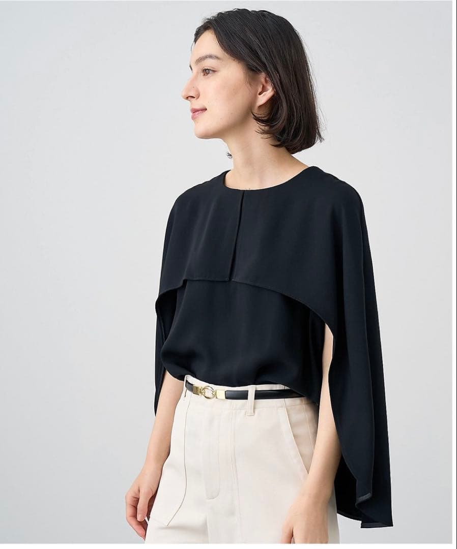 ANAYI コンパクトサテンケープブラウス38
