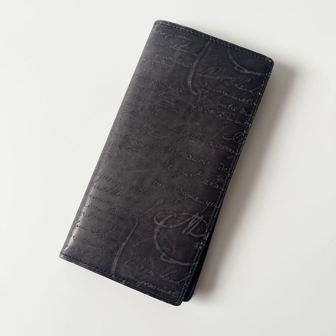 ベルルッティ　サンタル　スクリットレザー　ジップロングウォレット　濃茶色　メンズ