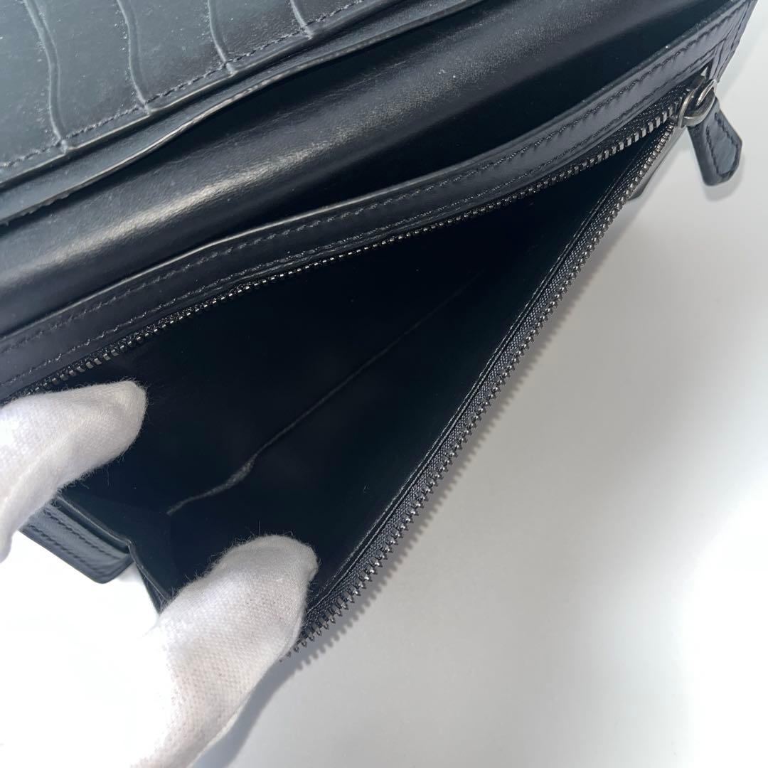 ベルルッティ　サンタル　スクリットレザー　ジップロングウォレット　濃茶色　メンズ