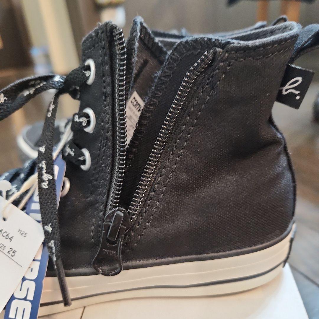 アニエスベー×コンバース キッズ ハイカットスニーカー　チャック付き　　19cm