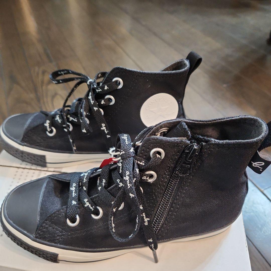 アニエスベー×コンバース キッズ ハイカットスニーカー　チャック付き　　19cm