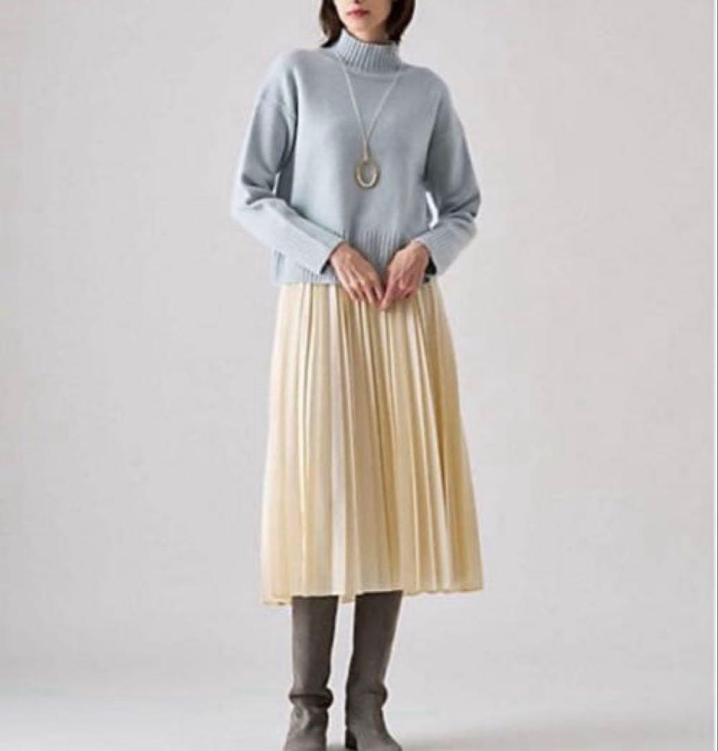 ANAYI アナイ ウールカシミヤ天竺ハイネックニット ライトブルー