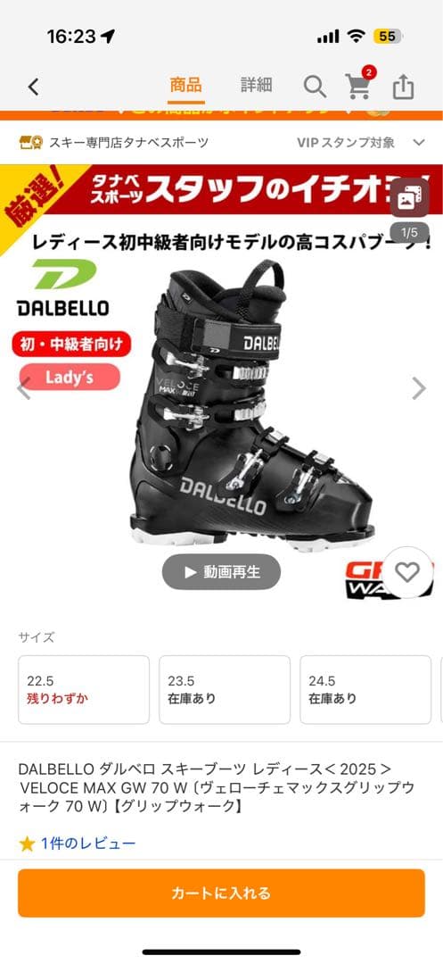 スキーブーツ 22.5 Dalbello　しのぶ
