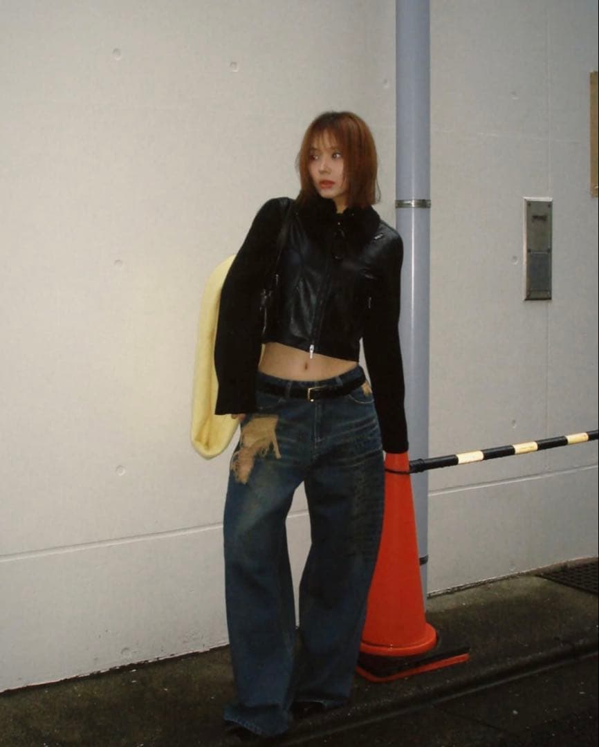 unmapped Washed out script jeans Mサイズ