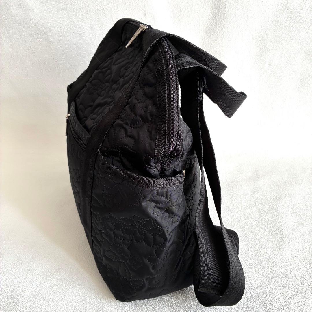 美品レスポートサック リュック ダリア デボス 黒 トートバッグ 型押し