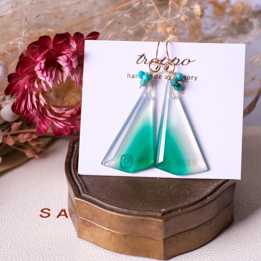 skygray 14kgfテラコットカラーフォッシルコーラルピアス