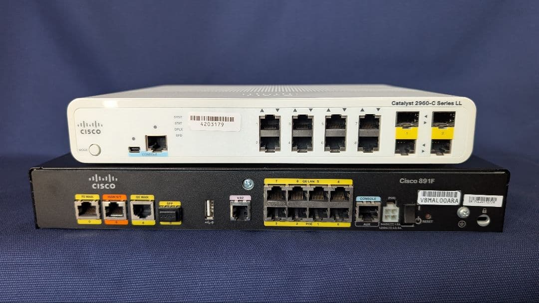 【CCNA、CCNP】CISCO C891F、C2960　静音タイプ　２台セット