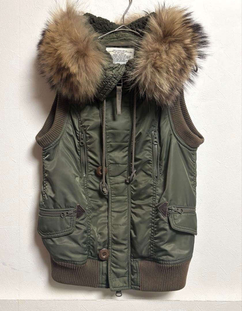 goa ゴア N-2B ミリタリー ラクーンファー ベスト y2k