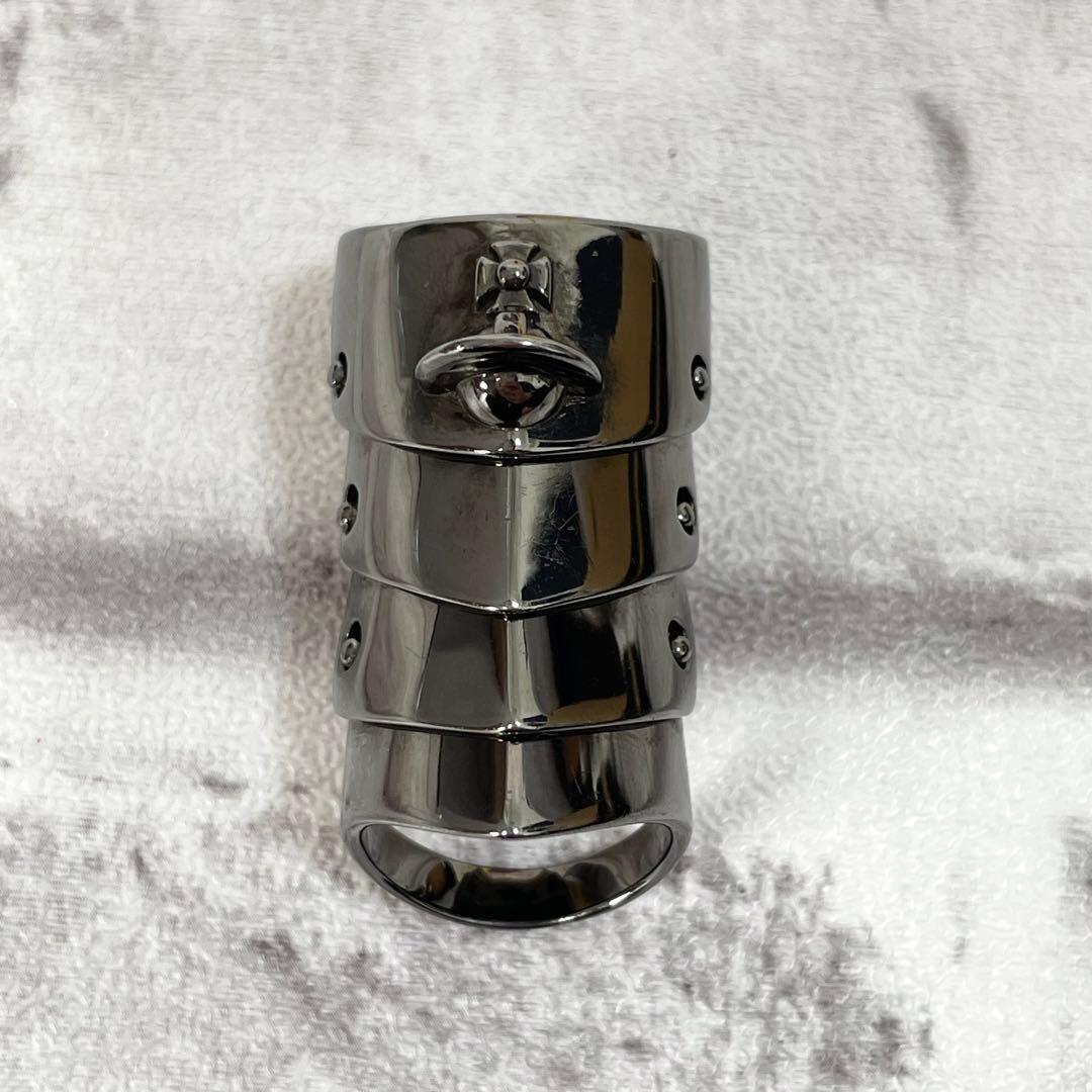 極美品✨ヴィヴィアンウエストウッド　アーマーリング　立体オーブ　シルバー　L