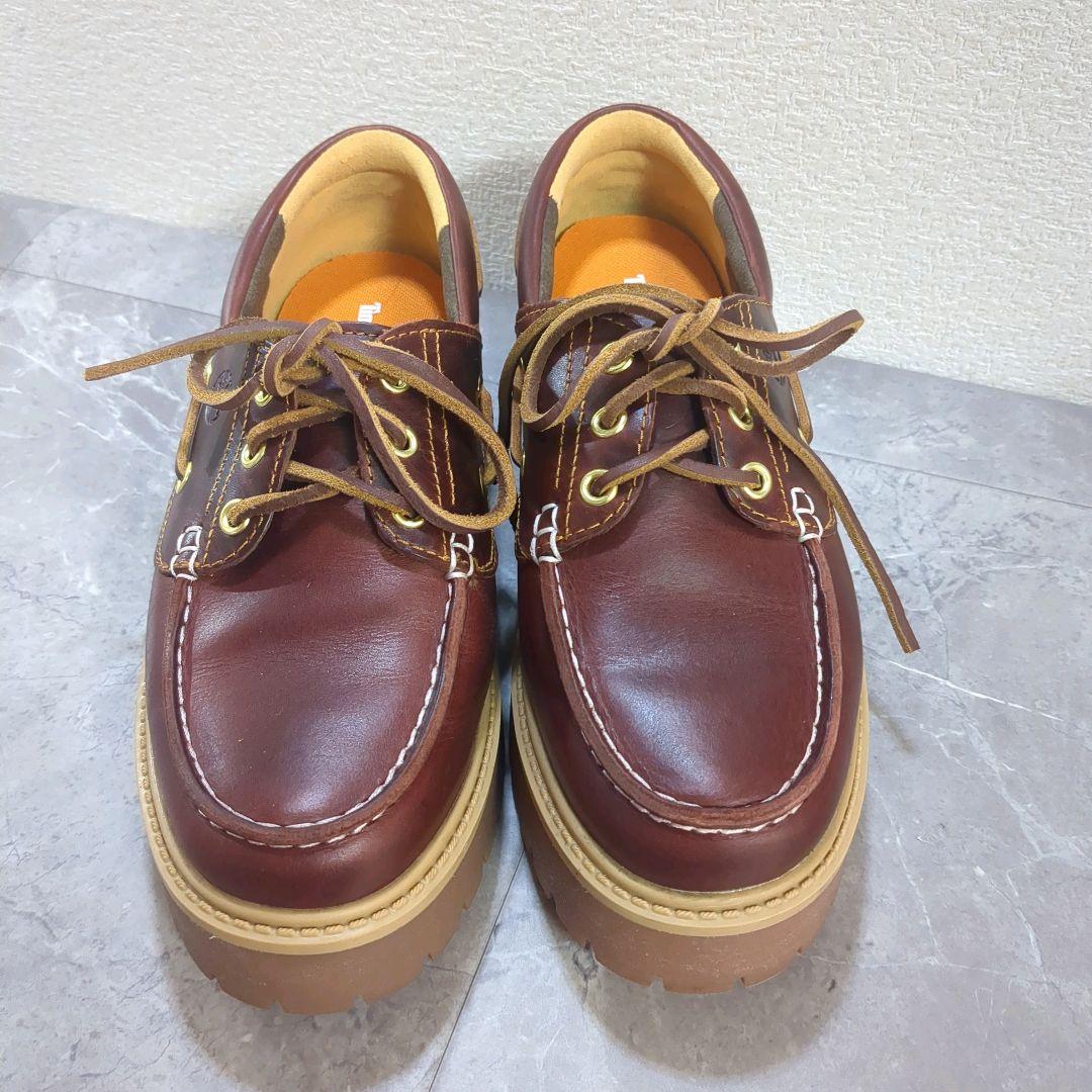 美品☆24㎝ Timberland ストーン ストリート ボート 厚底 モカシン