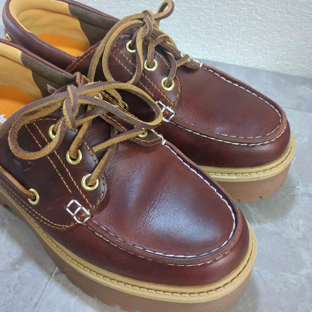 美品☆24㎝ Timberland ストーン ストリート ボート 厚底 モカシン