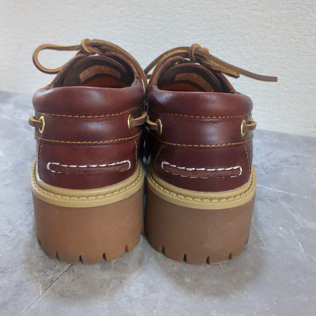 美品☆24㎝ Timberland ストーン ストリート ボート 厚底 モカシン