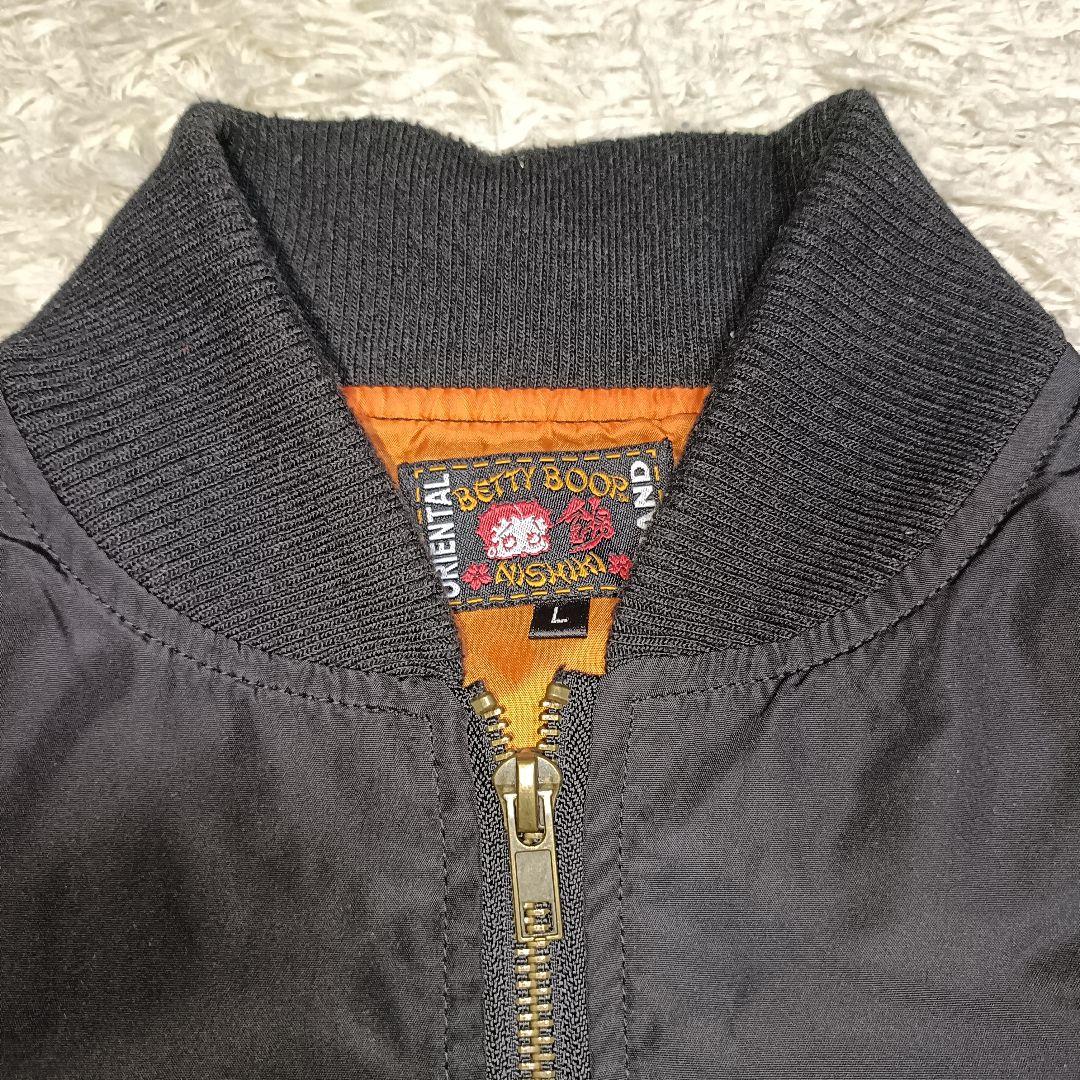 【美品】Betty Boop ベティーちゃん スカジャン 刺繍 桜 和柄 L