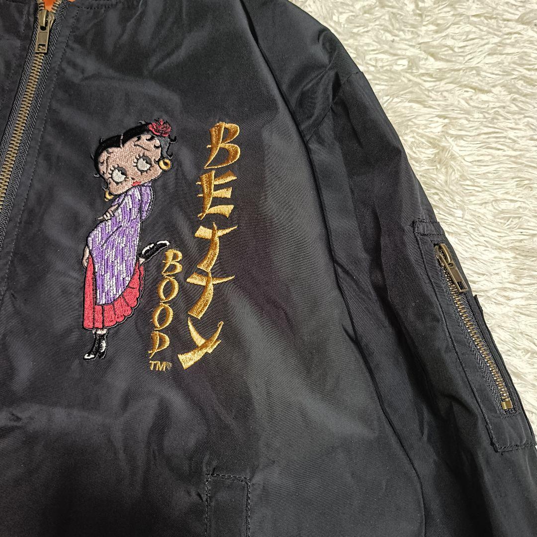 【美品】Betty Boop ベティーちゃん スカジャン 刺繍 桜 和柄 L