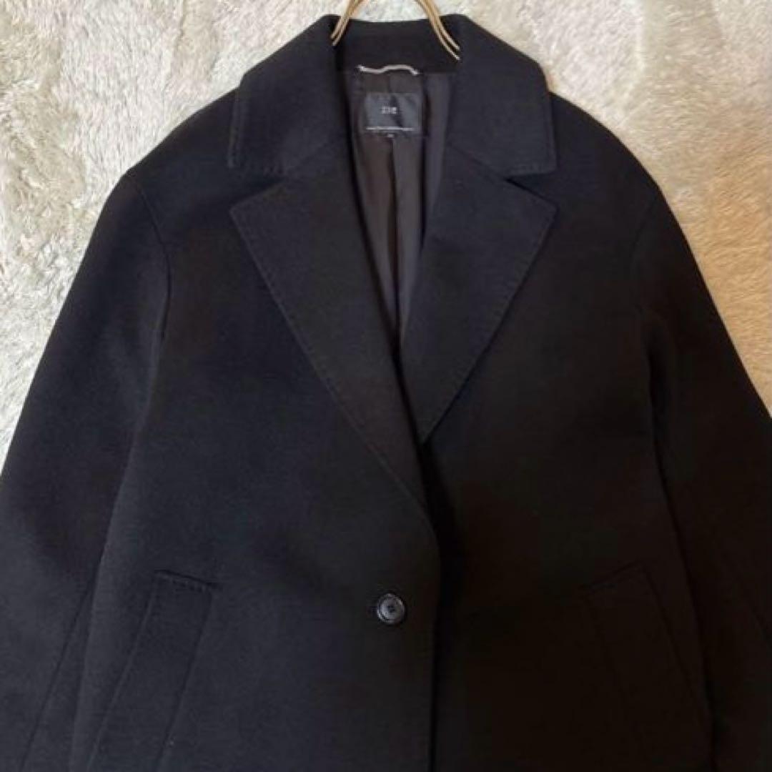 k*p様 美品＊23区 ウールカシミヤビーバー チェスター コート 36 ブラッ