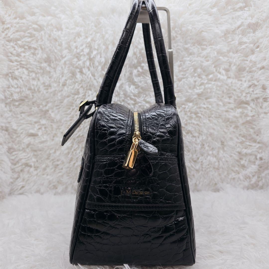✨未使用品✨J&M DAVIDSON 本革 クロコ 型押し ボストンバッグ 黒