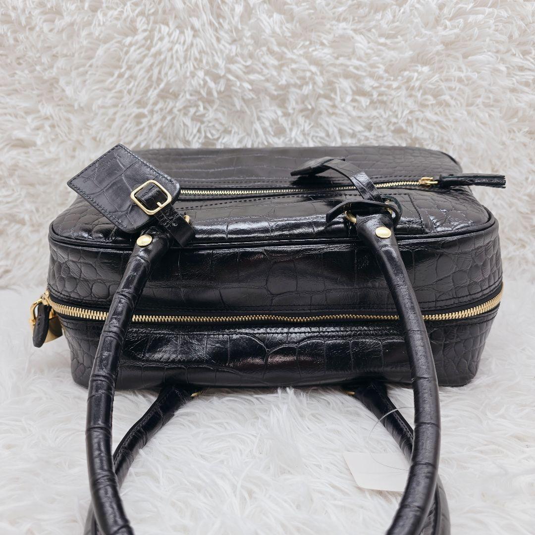 ✨未使用品✨J&M DAVIDSON 本革 クロコ 型押し ボストンバッグ 黒