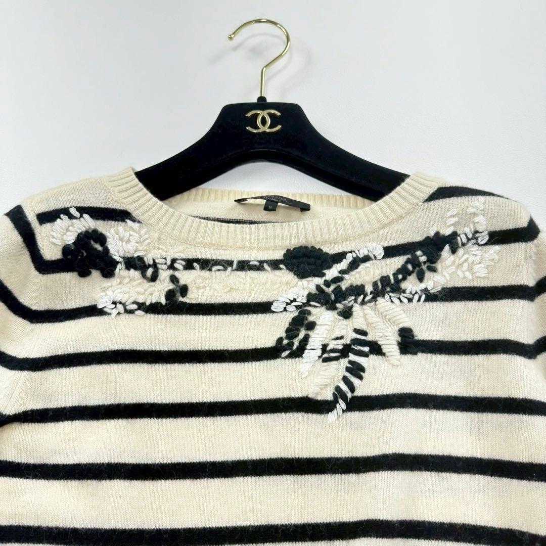 マックスマーラ ウール カシミヤ混 花柄 立体刺繍 セーター ニット ボーダー