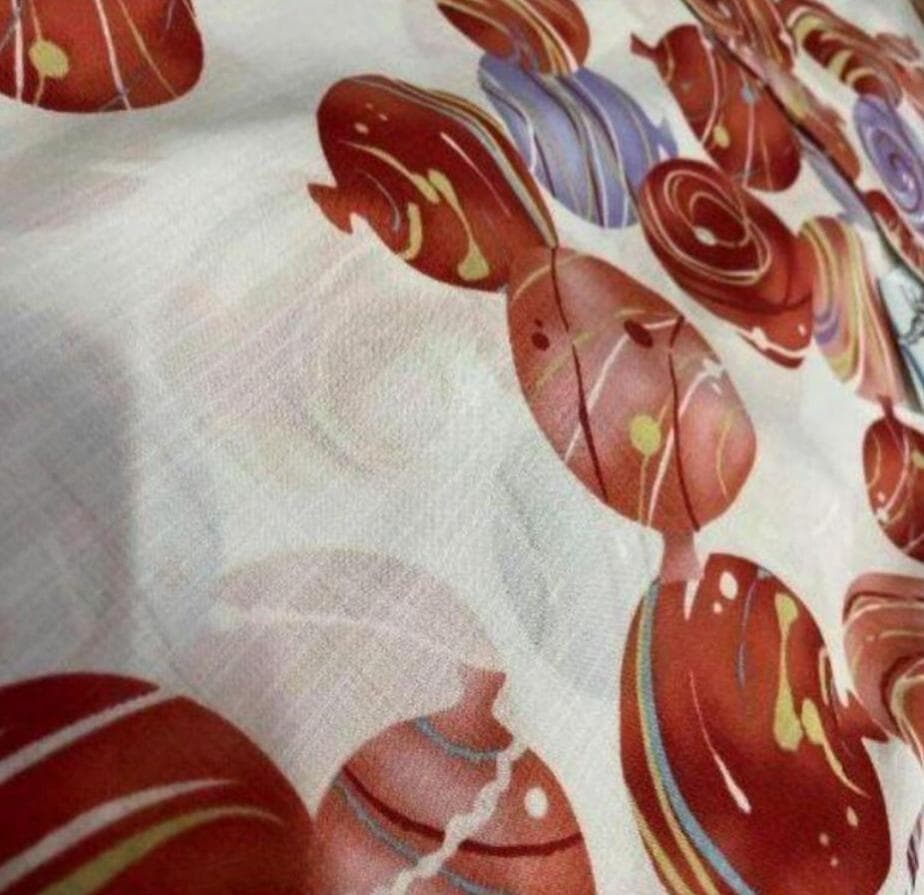 白系おまかせ半幅帯＋お任せ飾りつき帯締めつき◆カルキュロ涼しげ夏水風船の白浴衣◆