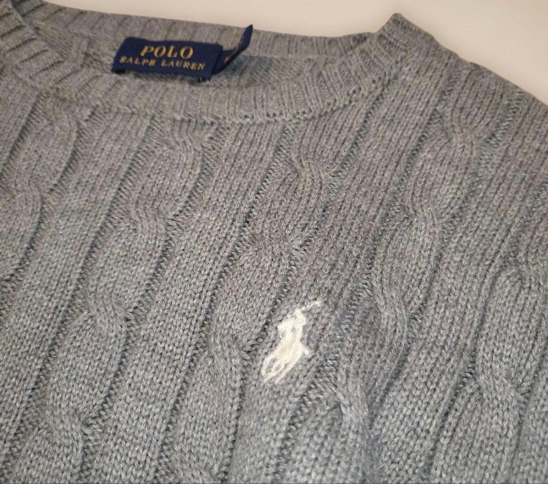 POLO RALPH LAUREN ケーブルニット　グレー　Мサイズ
