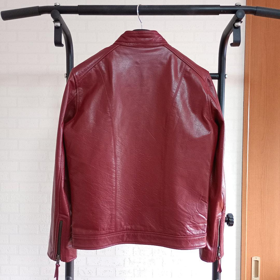 リューグーレザーズ　シングルライダースジャケット　ワインレッド　メンズM