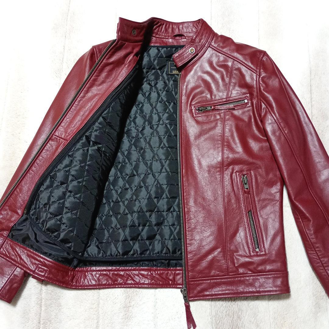 リューグーレザーズ　シングルライダースジャケット　ワインレッド　メンズM