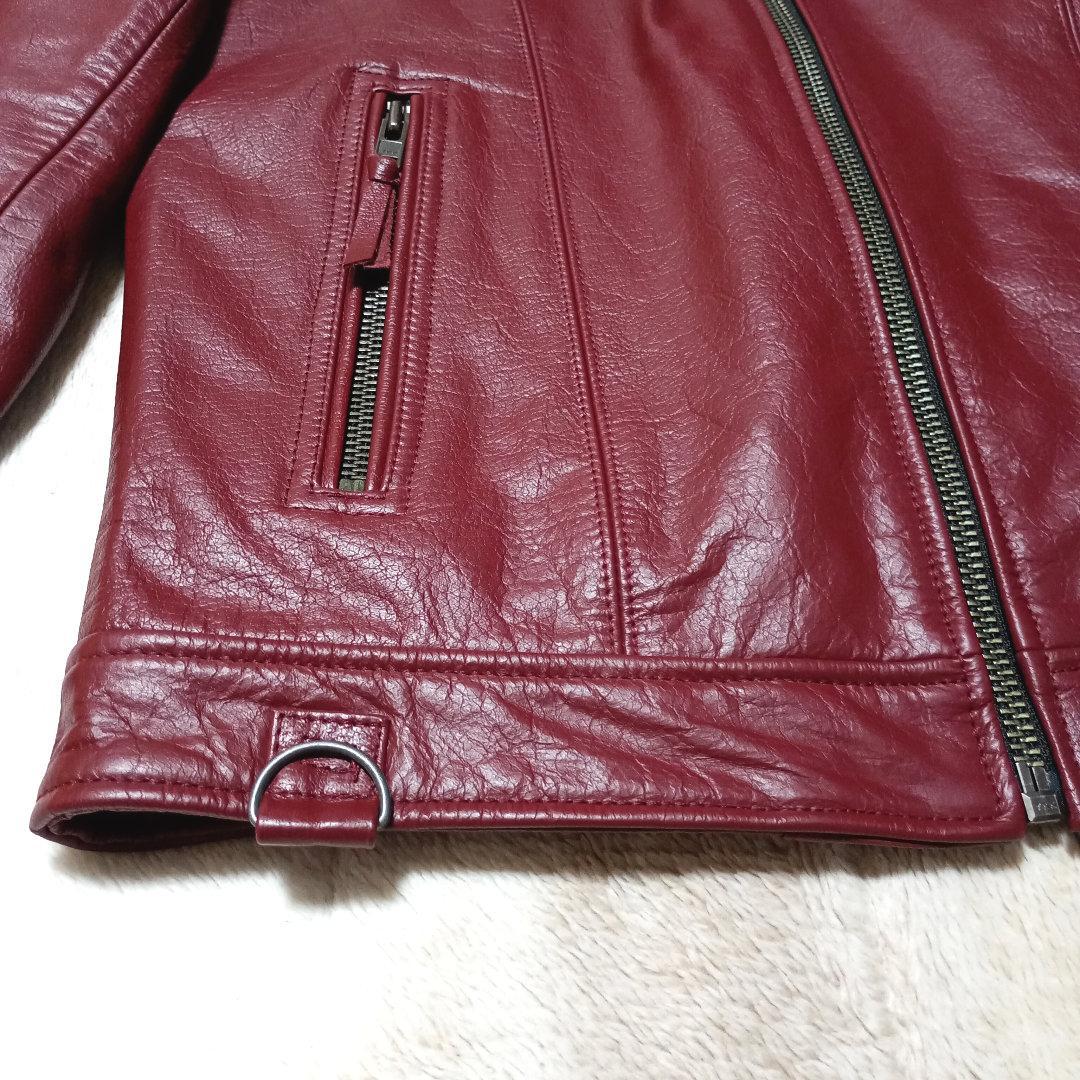 リューグーレザーズ　シングルライダースジャケット　ワインレッド　メンズM